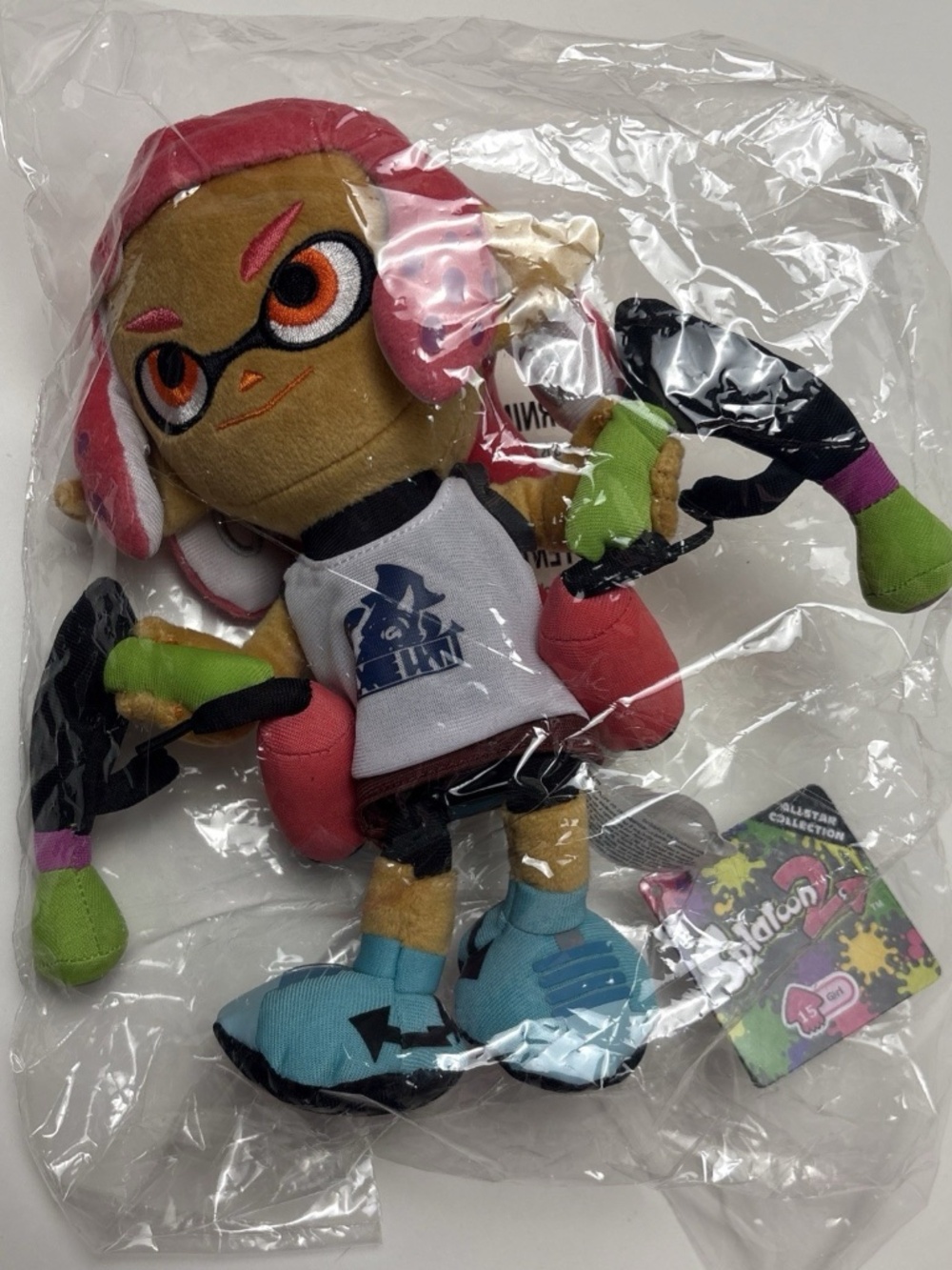 Little Buddy Splatoon 2 Inkling Girl Neon Pink 9.5" Plush New w/ Tags Nintendo